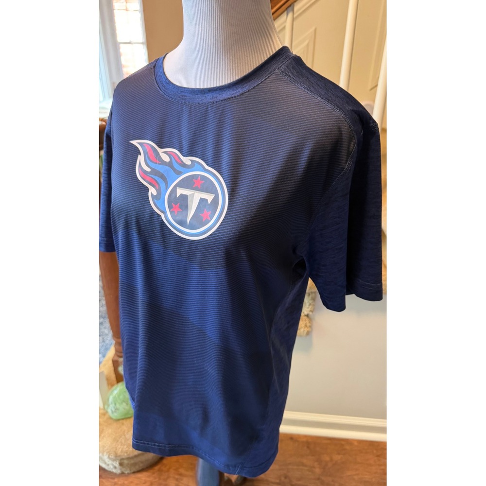 Majestic Tennessee Titans Mens Small Navy Blue CoolBase NFL Logo T-Shirt - Picture 5 of 9